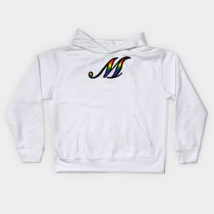 Rainbow Cursive Letter M Kids Hoodie